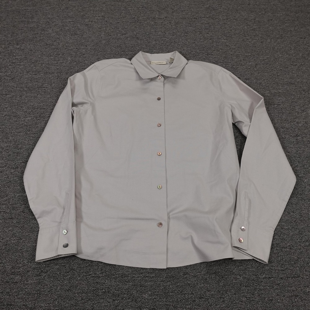 Banana Republic Shirt Womens Medium Gray Stretch Button‎ Up Long Sleeve Work Top